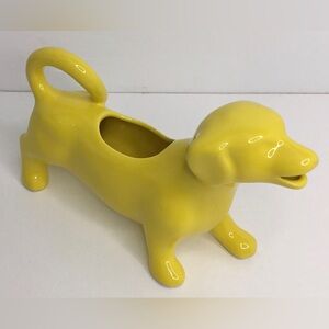 Dachshund Weiner Dog Ceramic Yellow Creamer Cream Gravy Server Dispenser